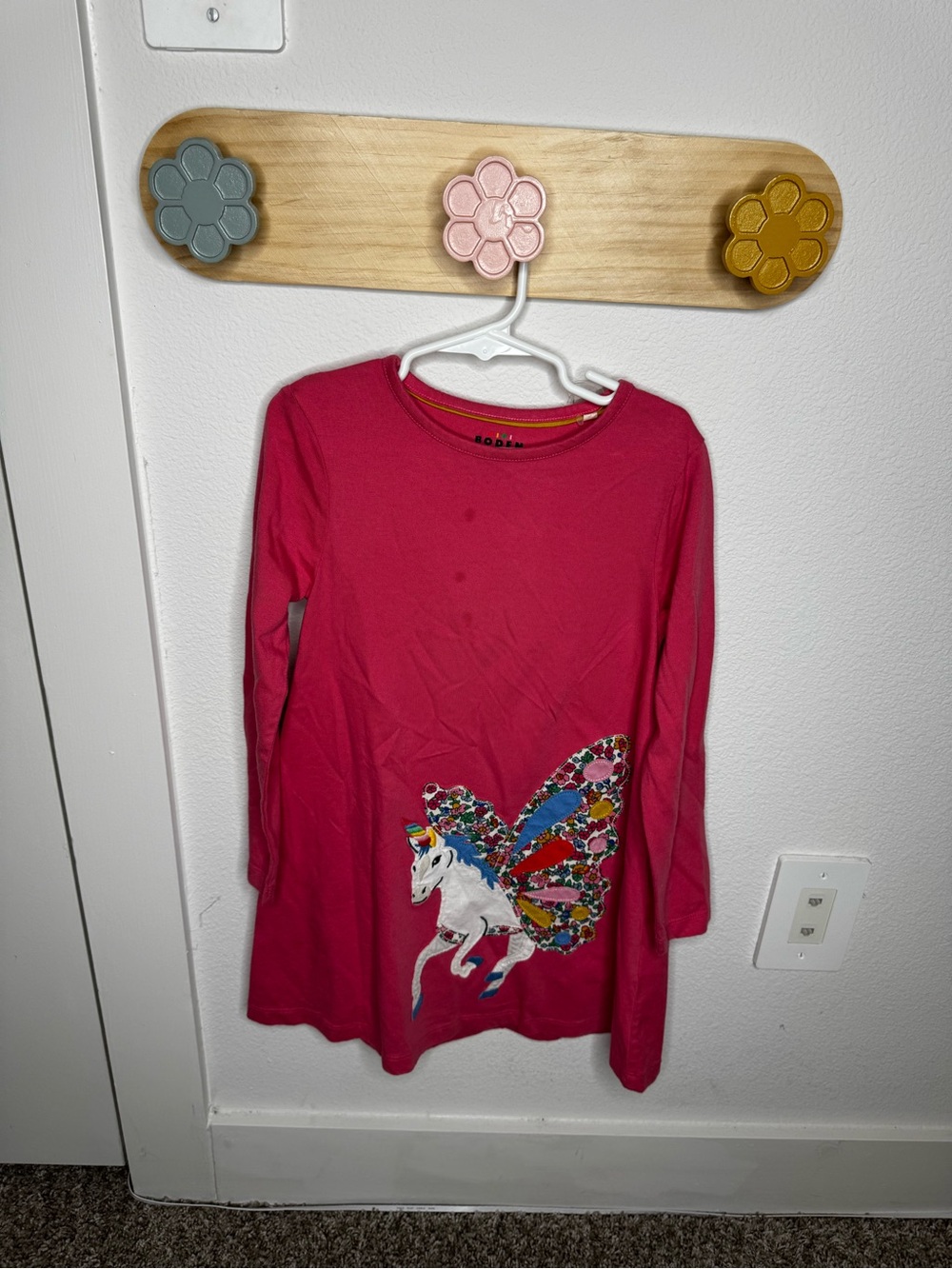 Mini Boden Hot Pink Unicorn Butterfly Long Sleeve Dress